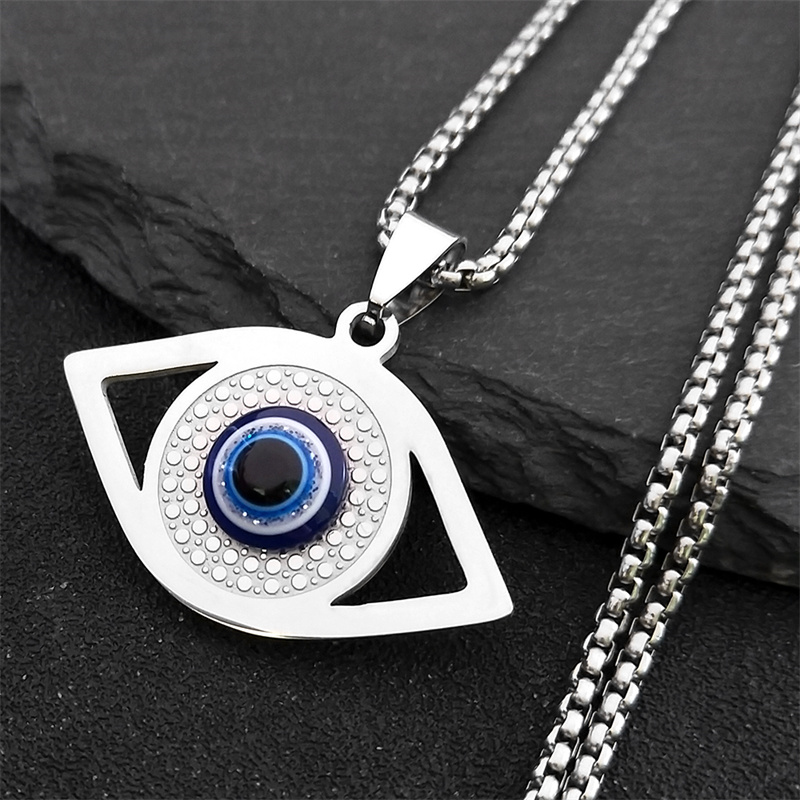 Steel Chain - Islam Hamsa Evil Blue Eye Necklace