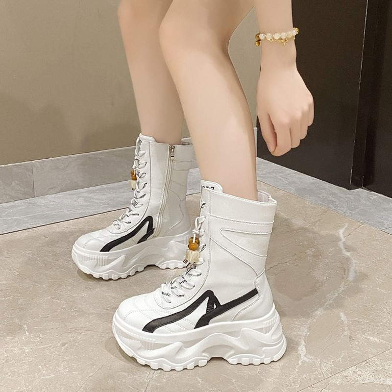 New Women 8CM Chunky Mid-Calf  - Motorcycle Chain 评论和价格