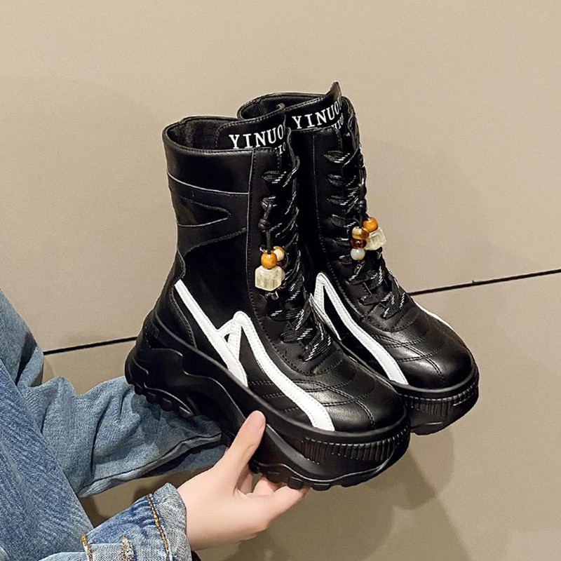 New Women 8CM Chunky Mid-Calf  - Motorcycle Chain 评论和价格