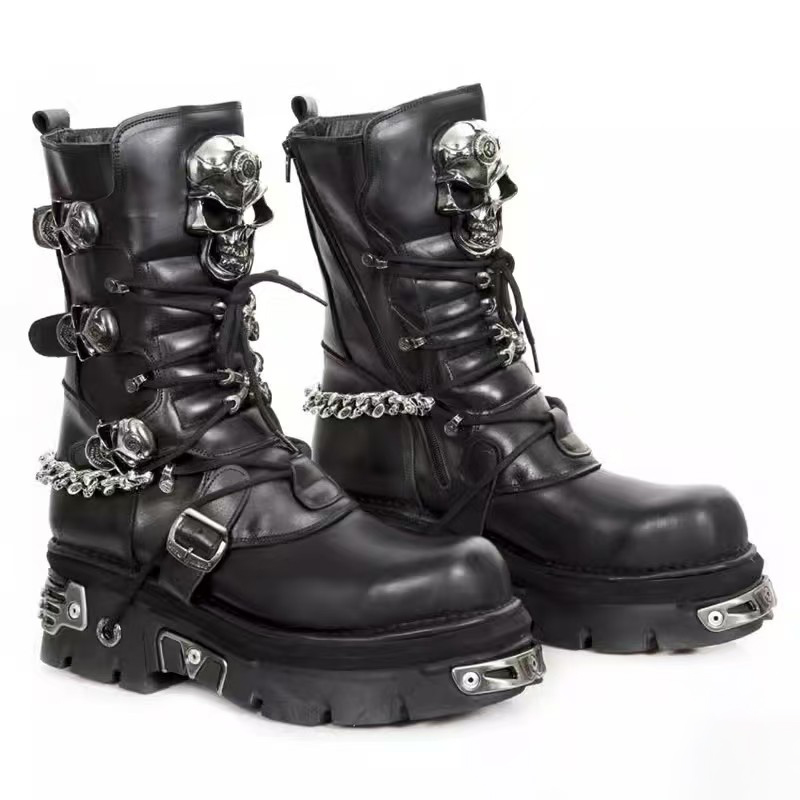 Fashion Men's Genuine Leather  - Motorcycle Chain 评论和价格