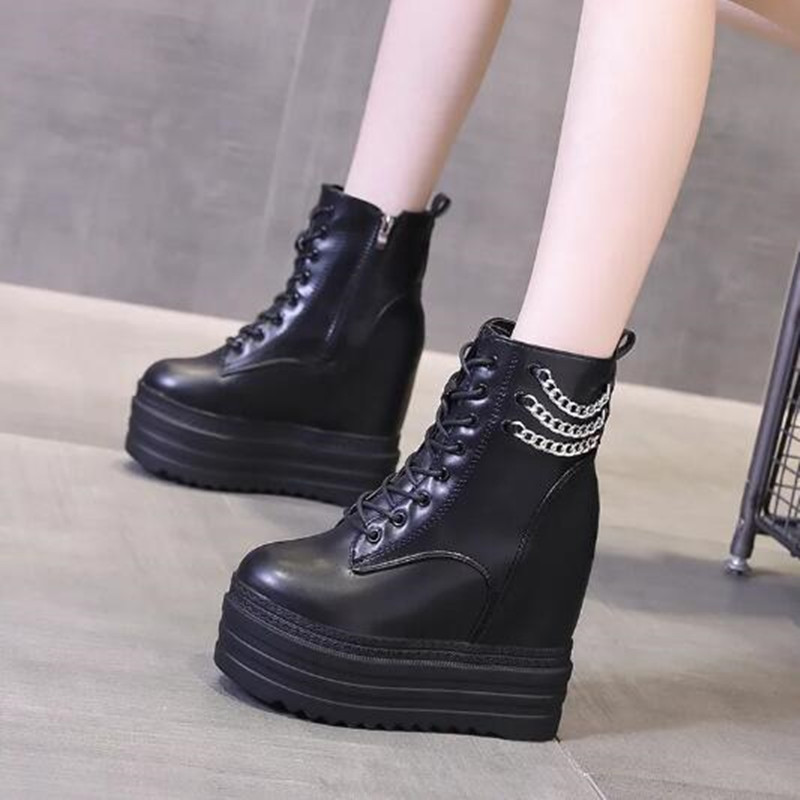 NEW Women Ankle Boots Leather  - Motorcycle Chain 评论和价格