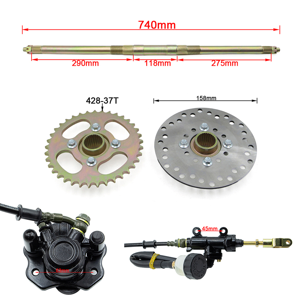 Go Kart 740mm Rear Axle Comple - 428 Chain 评论和价格