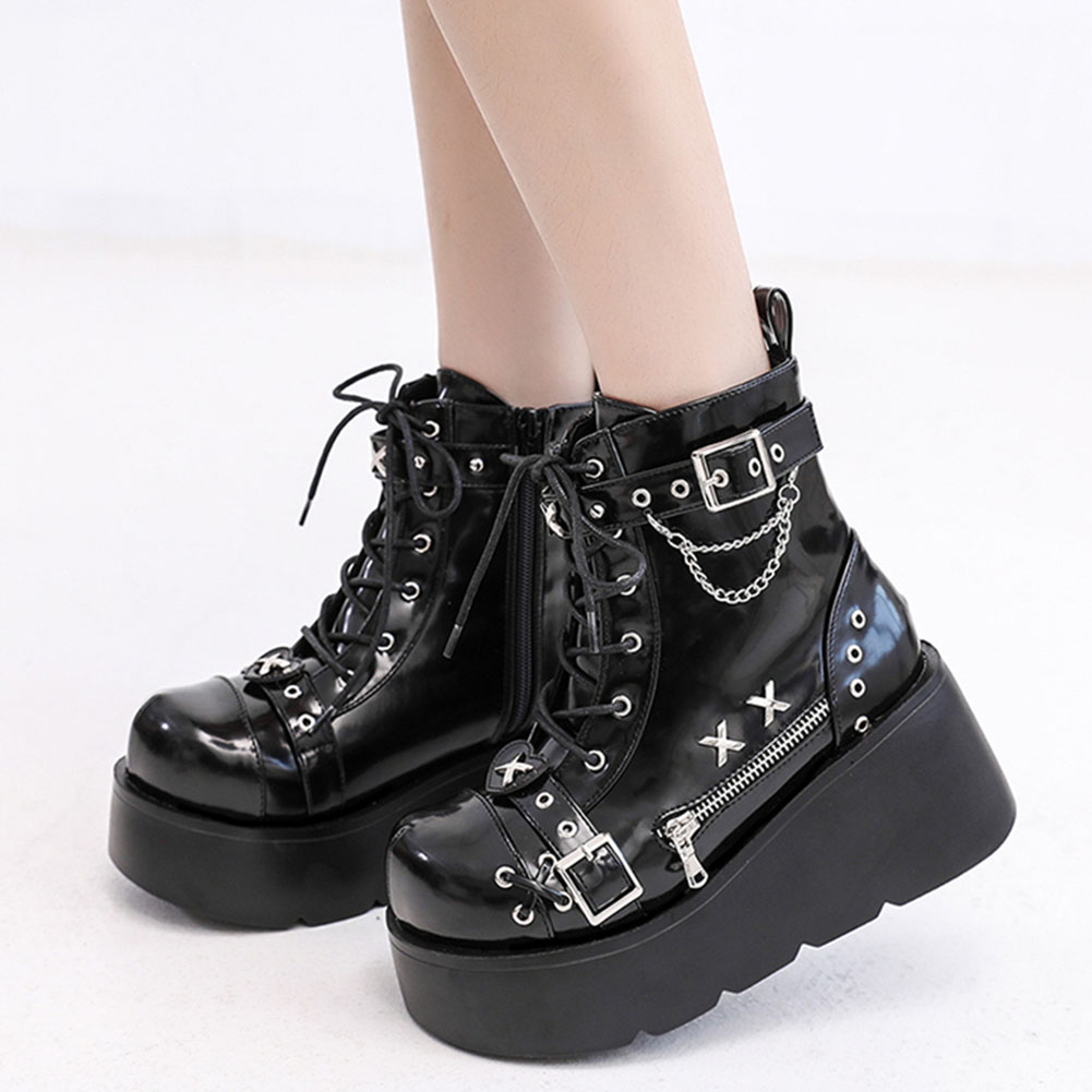 Brand New Ladies Goth Platform - Motorcycle Chain 评论和价格