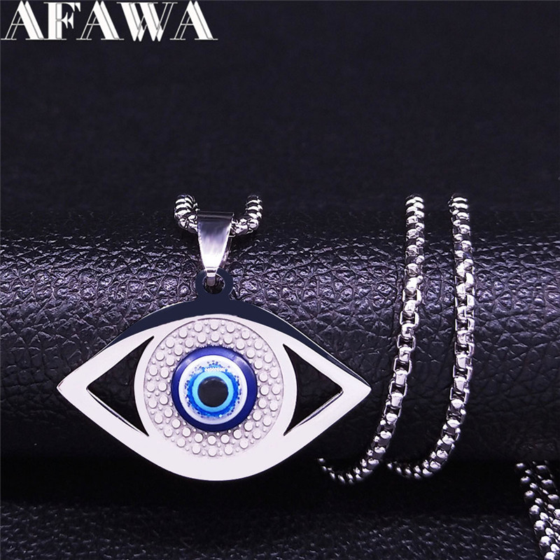 Islam Hamsa Evil Blue Eye Neck - Steel Chain 评论和价格