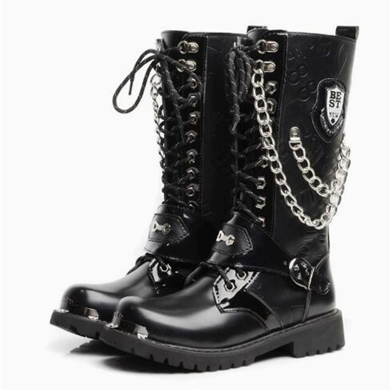 Men Fashion Motorcycle Boots M - Motorcycle Chain 评论和价格